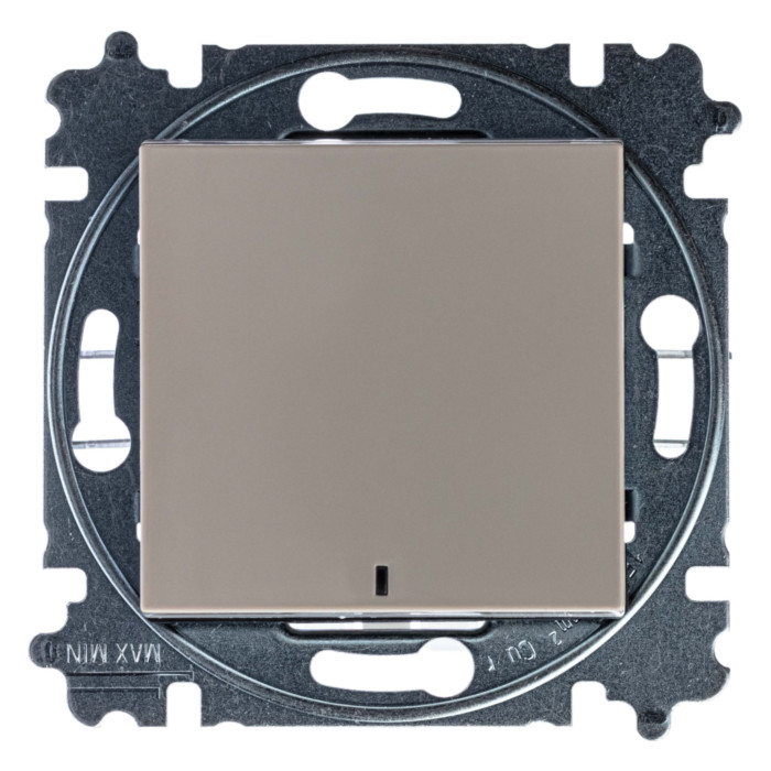 Выключатель одноклавишный ABB LEVIT с подсветкой, кофе макиато // белый, 2CHH590646A6018