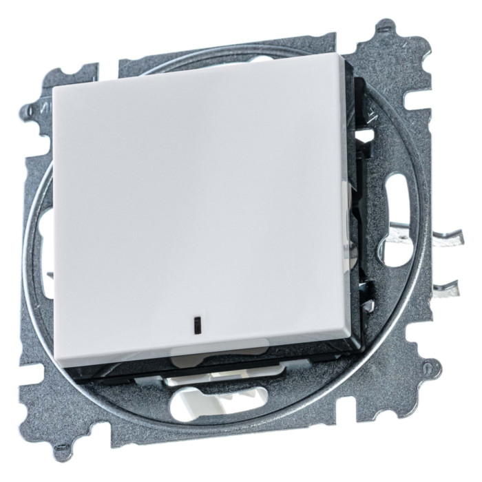 Выключатель одноклавишный ABB LEVIT с подсветкой, белый // дымчатый черный, 2CHH590646A6062