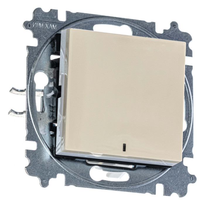 Выключатель одноклавишный ABB LEVIT с подсветкой, слоновая кость // белый, 2CHH590646A6017