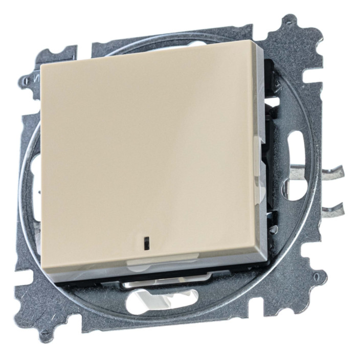 Выключатель одноклавишный ABB LEVIT с подсветкой, слоновая кость // белый, 2CHH590646A6017