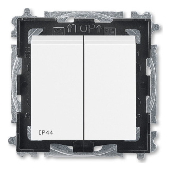 Выключатель двухклавишный ABB LEVIT, белый // белый, 2CHH595940A4003