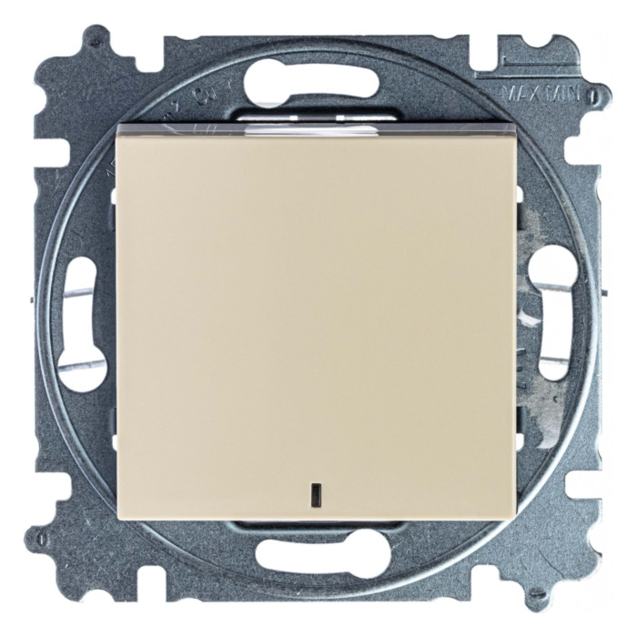 Выключатель одноклавишный ABB LEVIT с подсветкой, слоновая кость // белый, 2CHH590646A6017