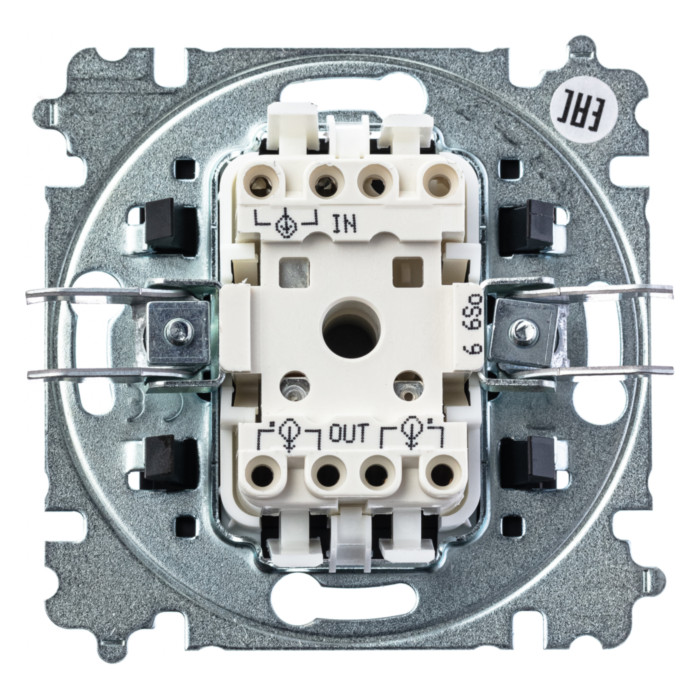 Выключатель одноклавишный ABB LEVIT, серебро // дымчатый черный, 2CHH590645A6070