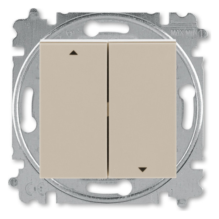 Выключатель для жалюзи двухклавишный ABB LEVIT, механический, кофе макиато // белый, 2CHH598845A6018