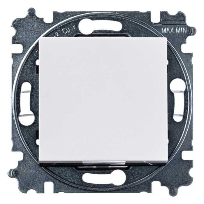 Выключатель одноклавишный ABB LEVIT, белый // дымчатый черный, 2CHH590645A6062